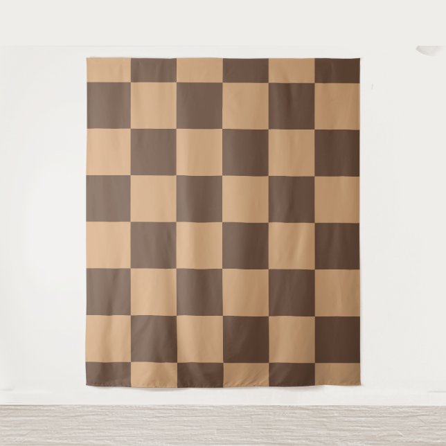 Vintage Chequered in Warm Browns Tapestry (Front)