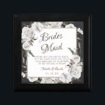 Vintage Cherish Bridesmaid Quote Personalised Gift Box<br><div class="desc">Vintage Cherish White Floral & Rose Gold Painted Roses and Flowers. A Vintage Classic and Elegant Look, and Plenty of Grey, Ivory White, Rose Gold, Dusty Pink, Pine Green, and Grey leaves and foliage. With Hand Painted Floral elements, Vintage Classic Script Fonts, and Elegant Rose Gold Glitter Foil Geometric Square...</div>