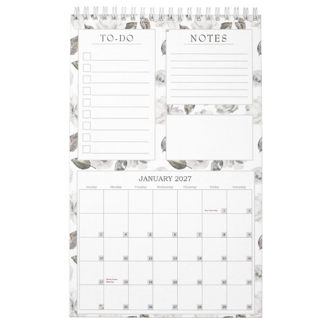 Vintage Cherish Floral Yearly Monthly Planner Calendar (Jan 2027)