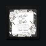 Vintage Cherish Mother of the Bride Personalised Gift Box<br><div class="desc">Vintage Cherish White Floral & Rose Gold Painted Roses and Flowers. A Vintage Classic and Elegant Look, and Plenty of Grey, Ivory White, Rose Gold, Dusty Pink, Pine Green, and Grey leaves and foliage. With Hand Painted Floral elements, Vintage Classic Script Fonts, and Elegant Rose Gold Glitter Foil Geometric Square...</div>