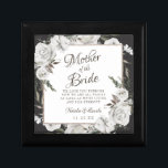 Vintage Cherish Mother of the Bride Personalised Gift Box<br><div class="desc">Vintage Cherish White Floral & Rose Gold Painted Roses and Flowers. A Vintage Classic and Elegant Look, and Plenty of Grey, Ivory White, Rose Gold, Dusty Pink, Pine Green, and Grey leaves and foliage. With Hand Painted Floral elements, Vintage Classic Script Fonts, and Elegant Rose Gold Glitter Foil Geometric Square...</div>