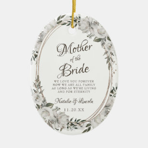 Vintage Cherish To the Mother of the Bride Quote Ceramic Ornament
