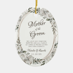 Vintage Cherish To the Mother of the Groom Quote Ceramic Ornament