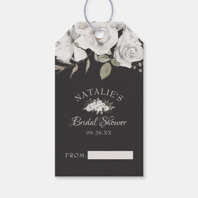 Vintage Cherish White Floral Bridal Display Shower Gift Tags (Front)
