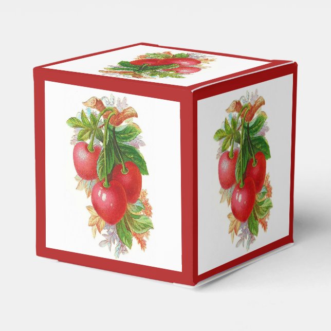 Vintage Cherries Favour Box (Back Side)