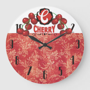 vintage cherries fruit kitchen clock
