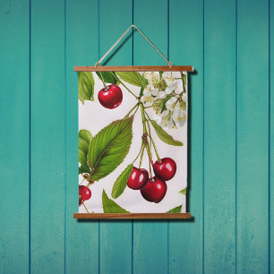 Vintage cherries hanging tapestry