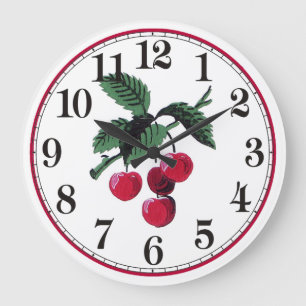 Vintage Cherries Large Clock
