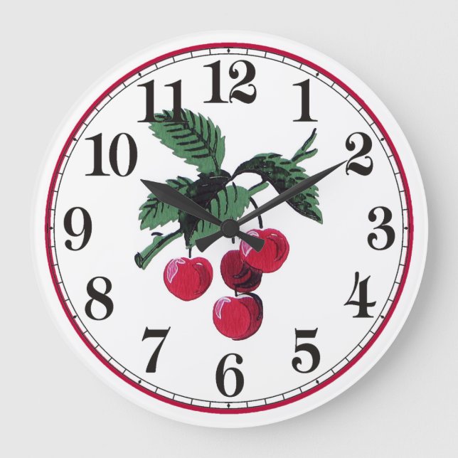 Vintage Cherries Large Clock (Front)