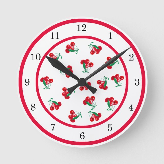 Vintage Cherries Wall Clock (Front)