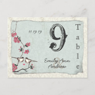 Vintage Cherry Blossom Damask Wedding Table Number Postcard