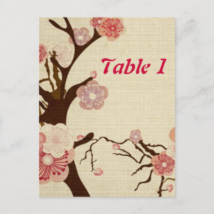 Vintage cherry blossom flowers table number Postca Postcard