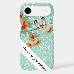 Vintage Cherry Blossom Love Bird Peach Mint
