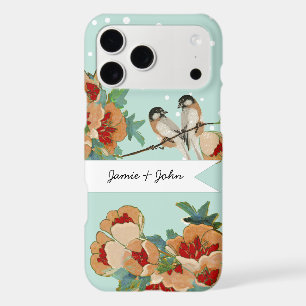 Vintage Cherry Blossom Love Bird Peach Mint
