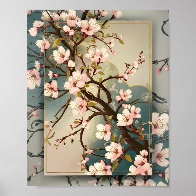 Vintage Cherry Blossom Poster (Front)