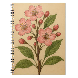 Vintage Cherry Blossom weathered paper Notebook