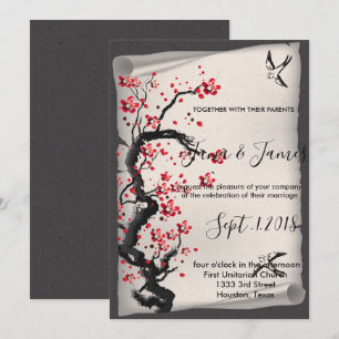 Vintage Cherry Blossom  wedding Invitation