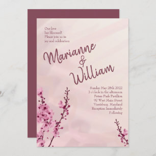 Vintage Cherry Blossom Wedding Invitations