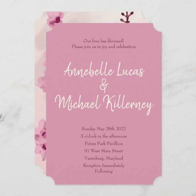Vintage Cherry Blossom Wedding Invitations (Front/Back)