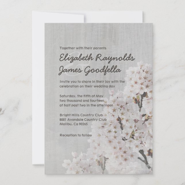 Vintage Cherry Blossom Wedding Invitations (Front)