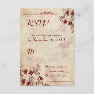 Vintage Cherry Blossom Wedding RSVP invitation