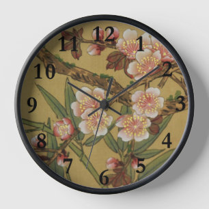 Vintage Cherry Blossoms Asian Japanese Flowers Clock