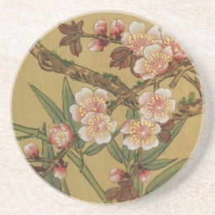 Vintage Cherry Blossoms Asian Japanese Flowers Coaster
