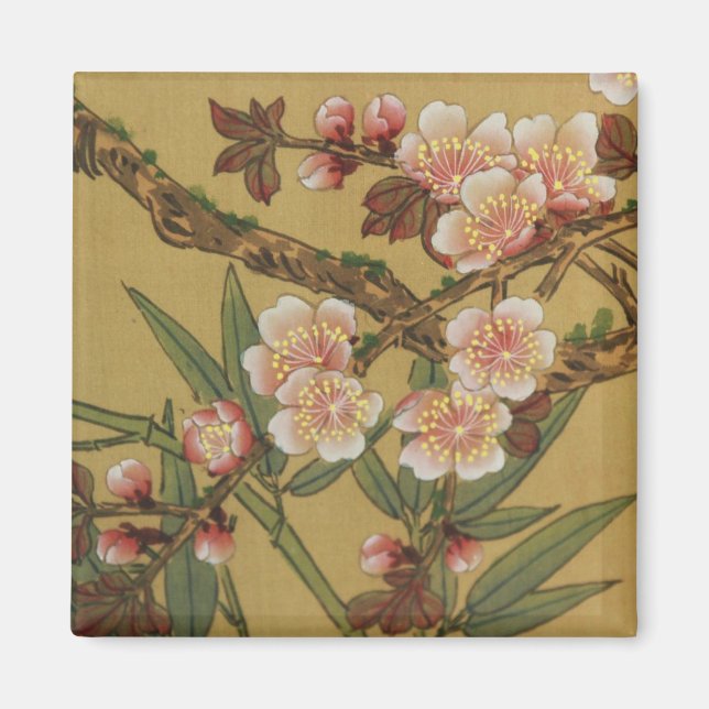 Vintage Cherry Blossoms Asian Japanese Flowers Magnet (Front)