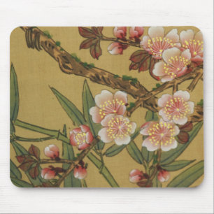 Vintage Cherry Blossoms Asian Japanese Flowers Mouse Pad