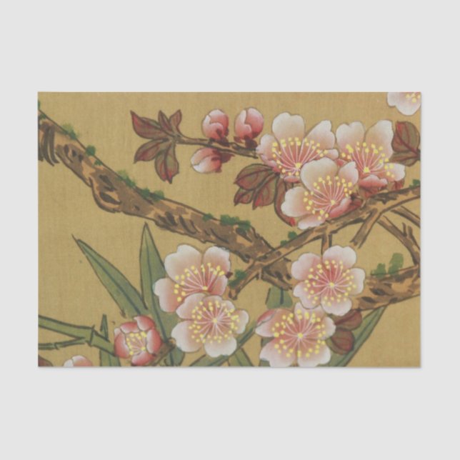 Vintage Cherry Blossoms Asian Japanese Flowers Tissue Paper (Front)