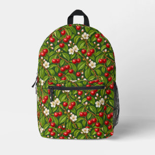 Vintage Cherry Botanical Floral Pattern Printed Backpack