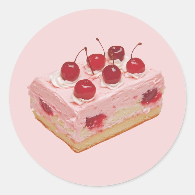 Vintage Cherry Cake Classic Round Sticker (Front)