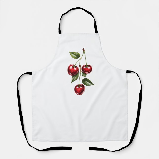 Vintage Cherry Illustration Kitchen Apron (Front)