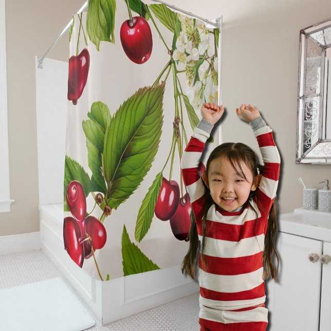 Vintage Cherry Illustration  Shower Curtain (Creator Uploaded)