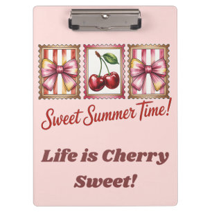 Vintage Cherry Postage Stamp Sweet Summer Time Clipboard