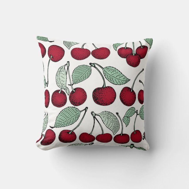 Vintage cherry seamless pattern. Background,  patt Cushion (Front)