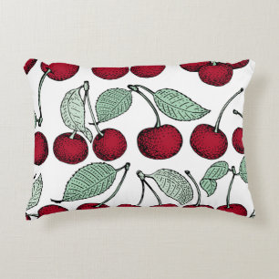 Vintage cherry seamless pattern. Background,  patt Decorative Cushion