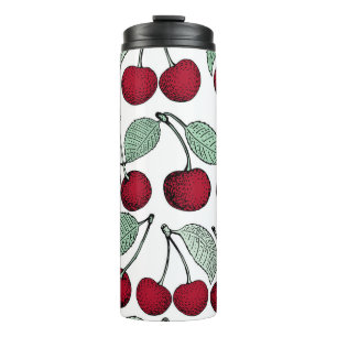 Vintage cherry seamless pattern. Background, patt Thermal Tumbler