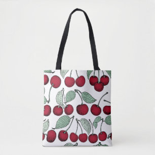 Vintage cherry seamless pattern. Background, patt Tote Bag