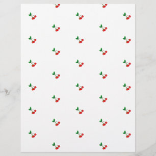Vintage Cherry Stems Scrapbook Paper