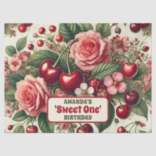 Vintage Cherry 'Sweet One' 1st Birthday Party Tissue Paper