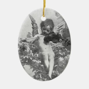 Vintage cherub angel playing violin ornament