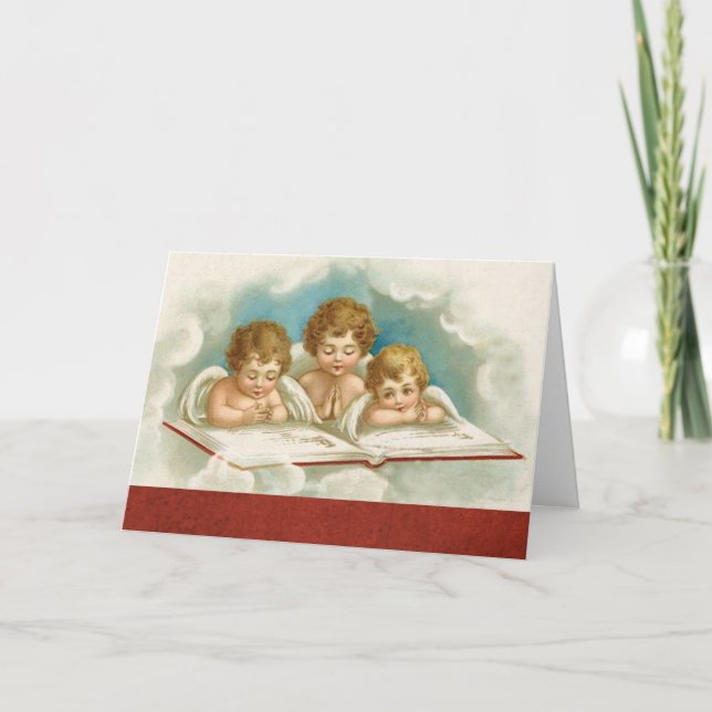Vintage cherub angels christmas holiday card (Front)