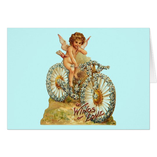 Vintage Cherub Floral Bike Card