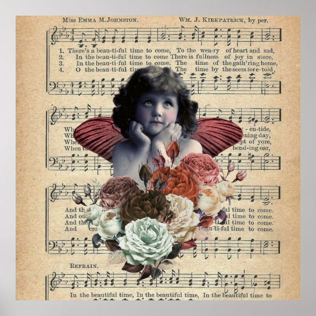 Vintage Cherub Girl Collage Poster (Front)