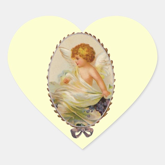 Vintage Cherub Heart Sticker (Front)
