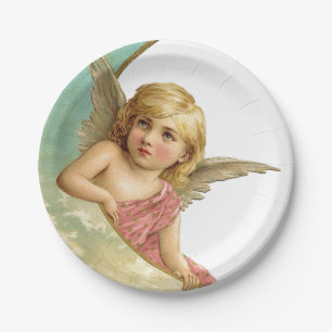 Vintage Cherub Moon  Paper Plate