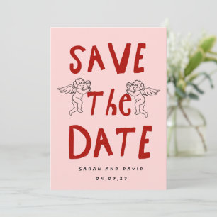 Vintage Cherub Save the Date Wedding Announcement