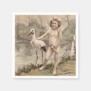 Vintage Cherub with Stork by Lake Napkin