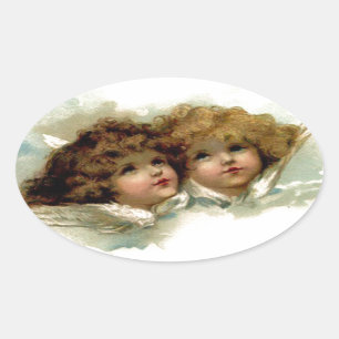 Vintage Cherubs Oval Sticker